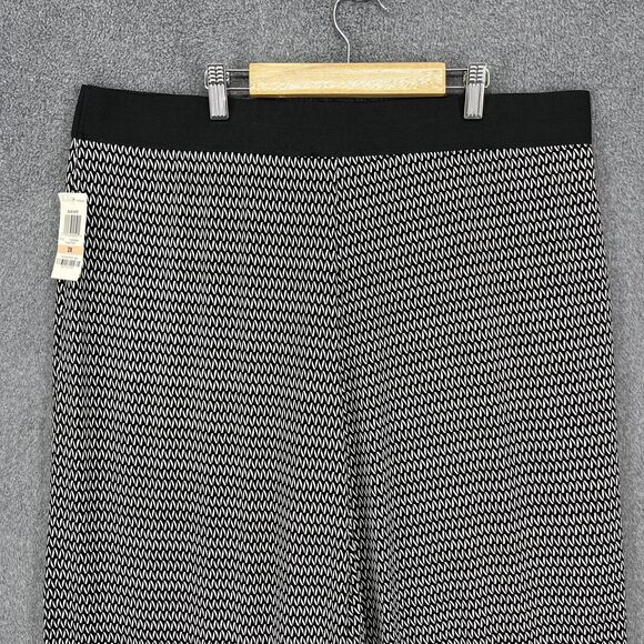 Alfani Pants Womens 2X Plus Black White Chain Print Wide Leg Pull On Made in USA - Picture 13 of 16